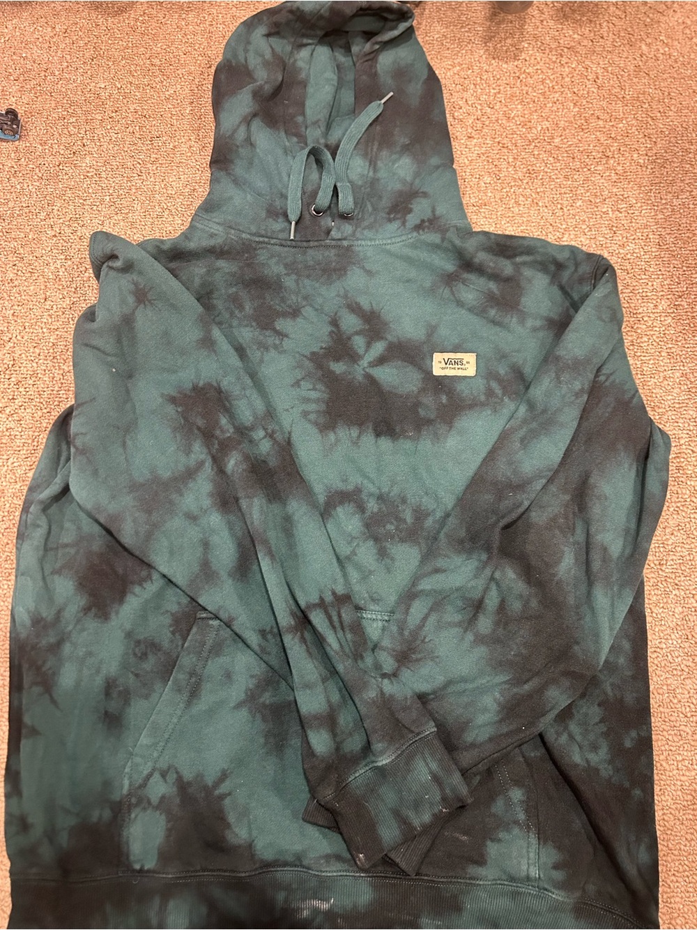 Vans Men's Green and Black Tie-Dye Crewneck Hoodie